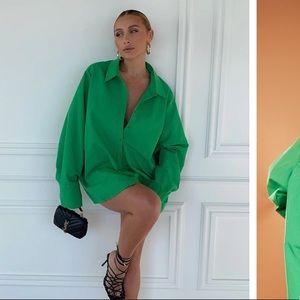 Green oversized button down Pretty little thing